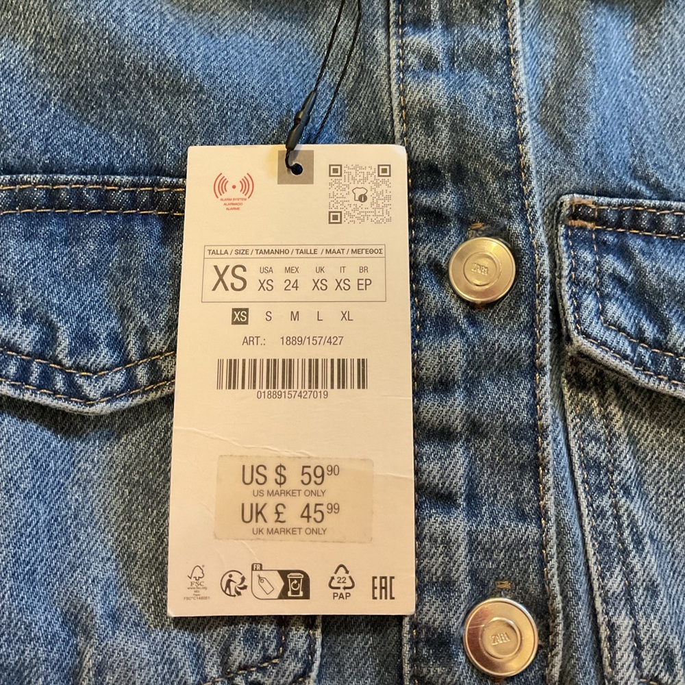 ZARA Denim Mini Dress - Size XS - NWT - Picture 5 of 10